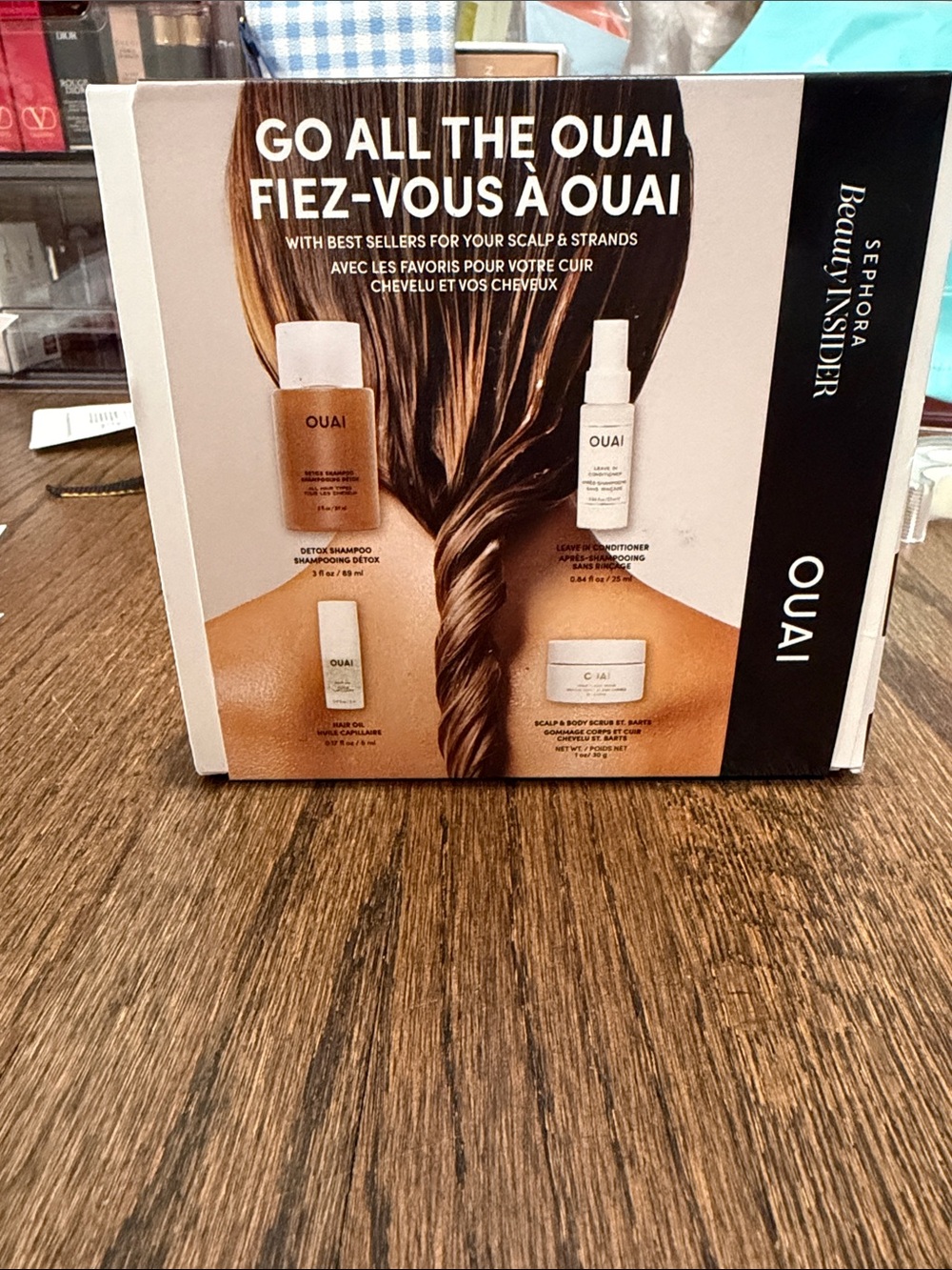 OUAI Travel Hair Kit, includes 2 Detox shampoos, hair oil and scalp/body scrub